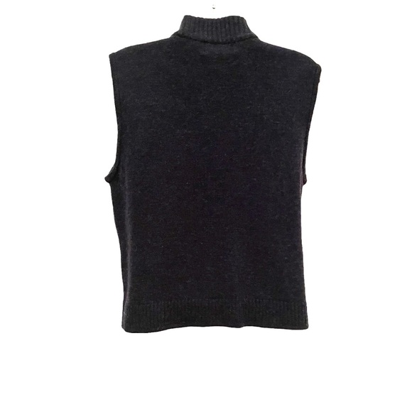 Woolrich Women’s Navy Blue Full Zip 100% Wool Vest Embroidered Bear Fish Medium - Picture 6 of 8